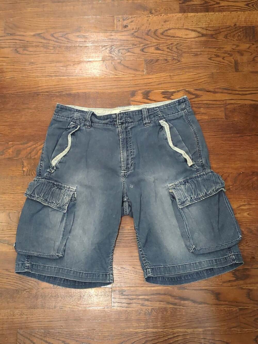 Gap Cargo Denim Shorts Size 34 Blue Cotton Y2K Baggy Utility Jorts